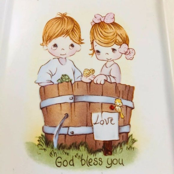 vtg 1980's Ceramic Children, Love, Friend Plaque 2 - Picture 7 of 8